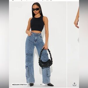 Women's Blue Jeans with Patchwork Design